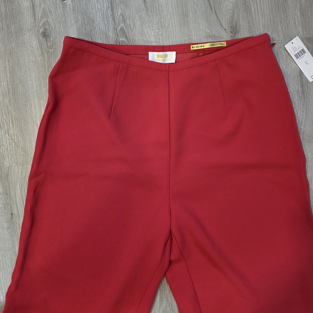 Anthropologie Maeve Red Late Night Frills Flare High-Rise Boho Pants Size 8 - Picture 5 of 7